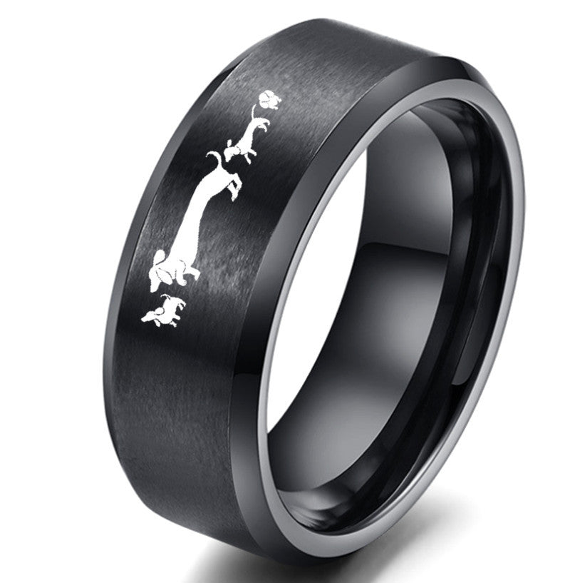 European And American Dachshund Ring Laser Marking Stainless Steel