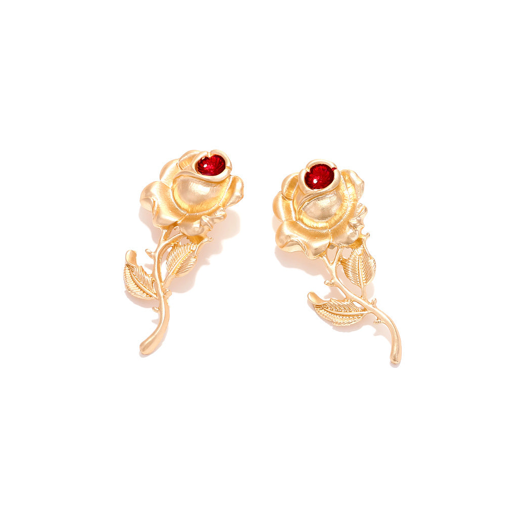 Retro Baroque Rose Graceful Personality Flower Earrings