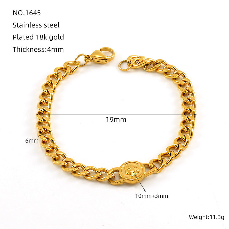 Fashion Stainless Steel Cuban Link Chain Bracelet Numbers