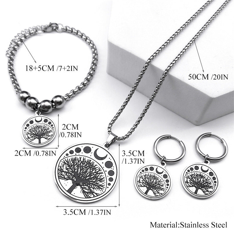 Round Stainless Steel Tree Of Life Pendant