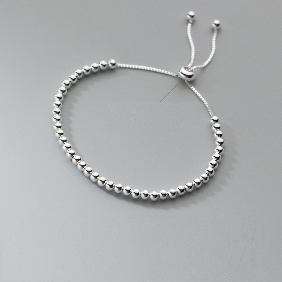 S925 Sterling Silver Light Bead Adjustable Bracelet