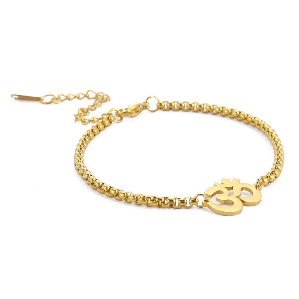 Trendy Stainless Steel Symbol Pendant Box Chain Bracelet