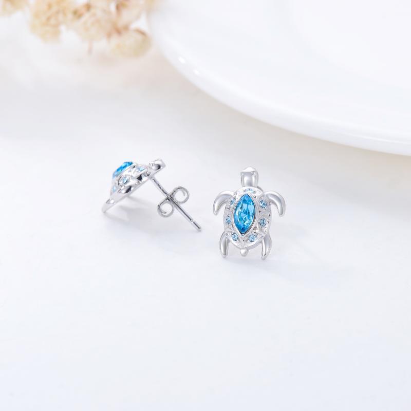 925 Sterling Silver Ocean Theme Sea Turtle Stud Earrings Jewelry