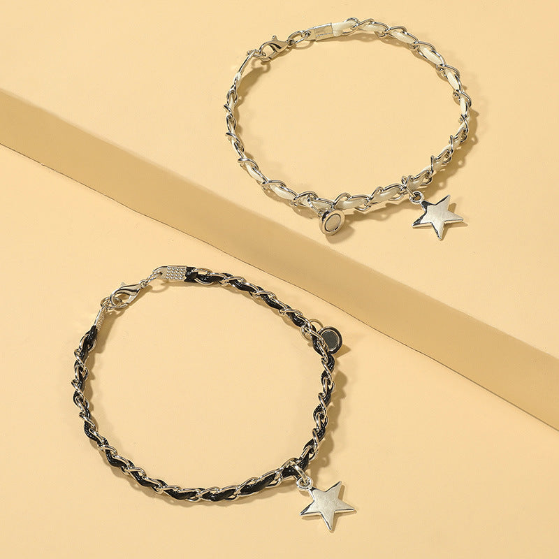 Creative Korean Style Minimalist Star Magnetic Snap Couple Bracelet