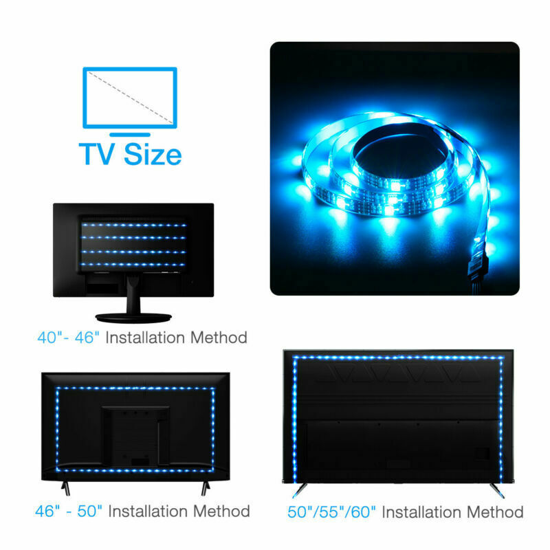 4x50CM USB 5V RGB LED Strip Background Light Remote Kit For TV Computer Lamp