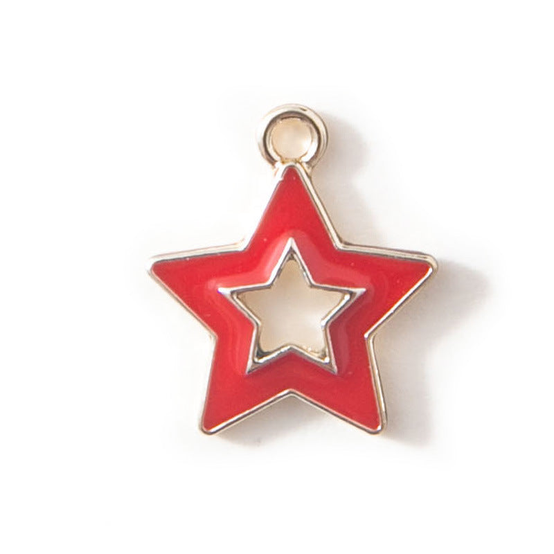 Five-pointed Star Hollow Pendant Bracelet Female Keychain Pendant Alloy Drop Oil Ornament