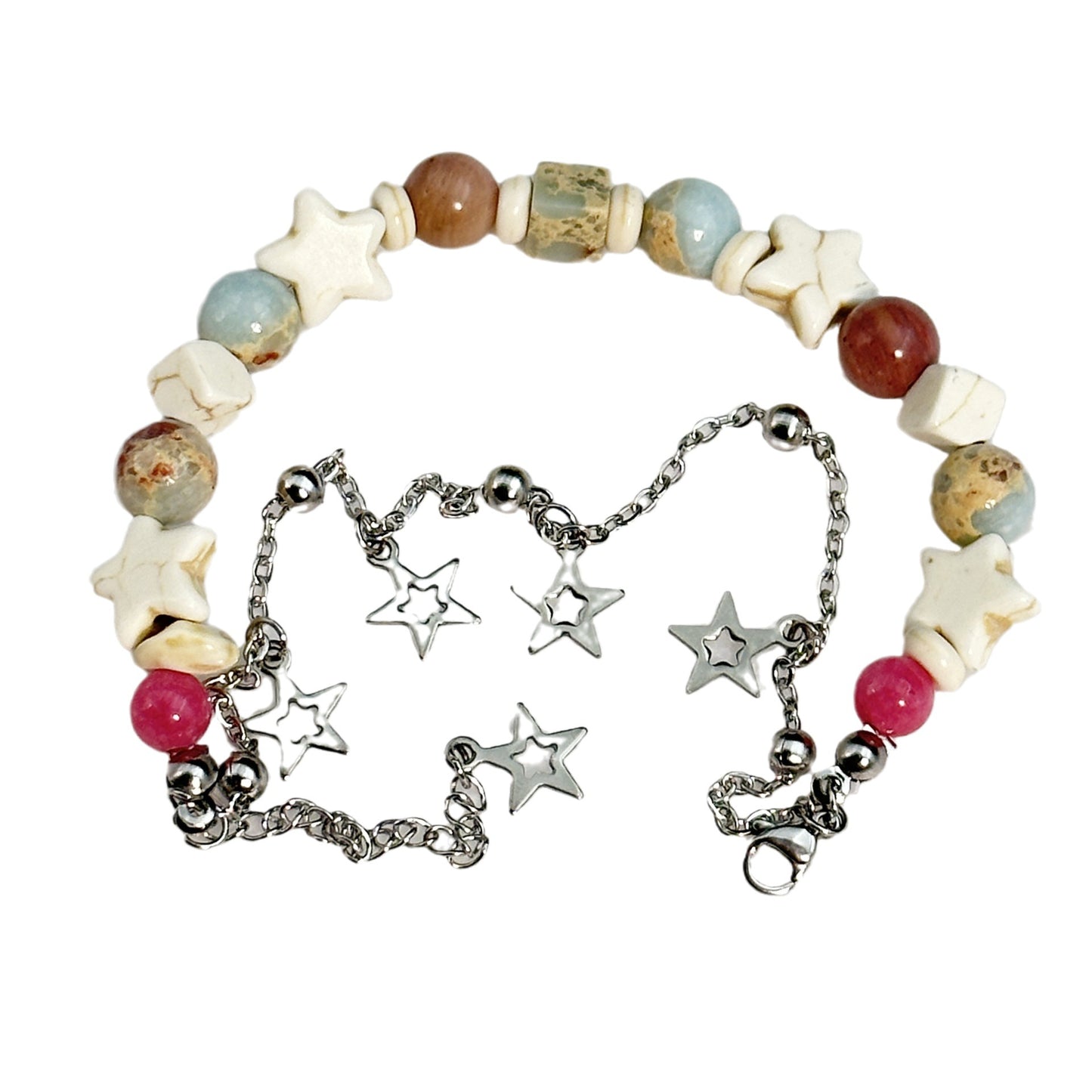 Cream Color Matching Double Circles Star Bracelet