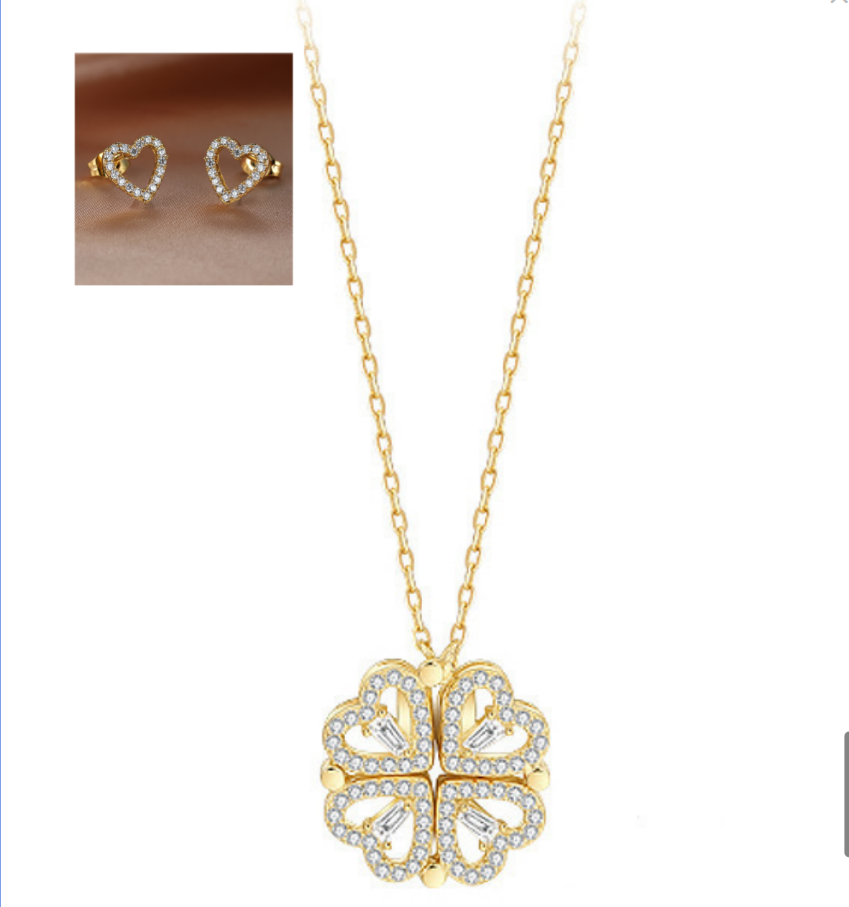 Explosive Style Detachable Deformed Four-leaf Clover Necklace For Women A Multi-wearing Zircon Small Love Short Clavicle Chain