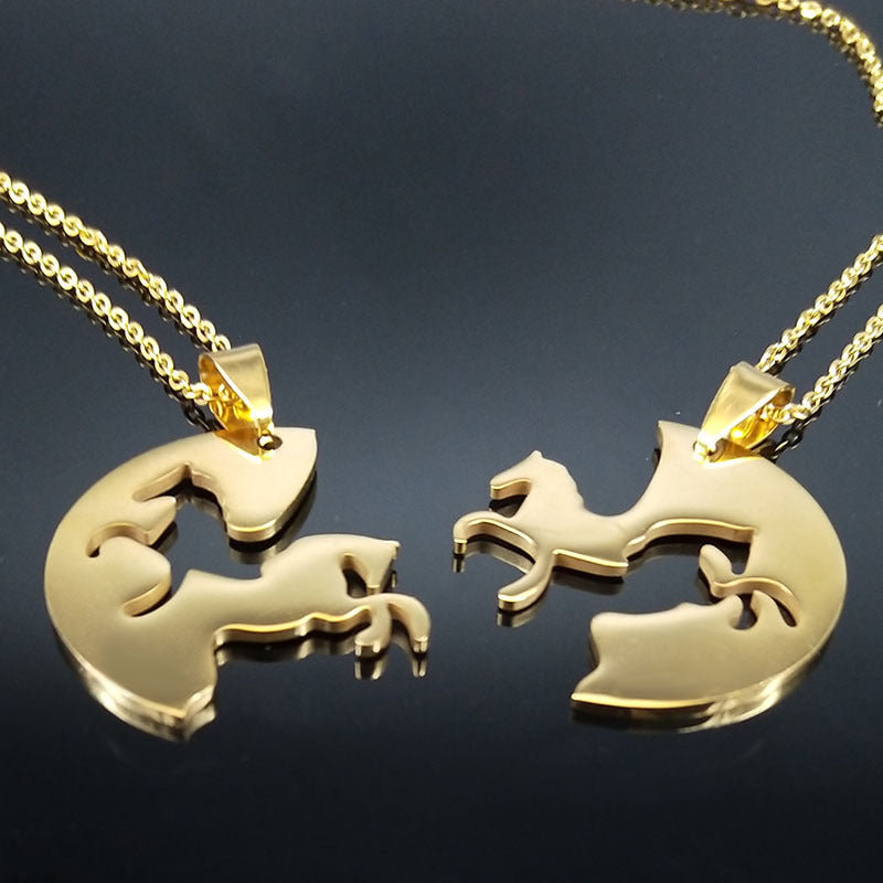 Horse Couple Chain Female Autumn And Winter Sweater Pendant Necklace