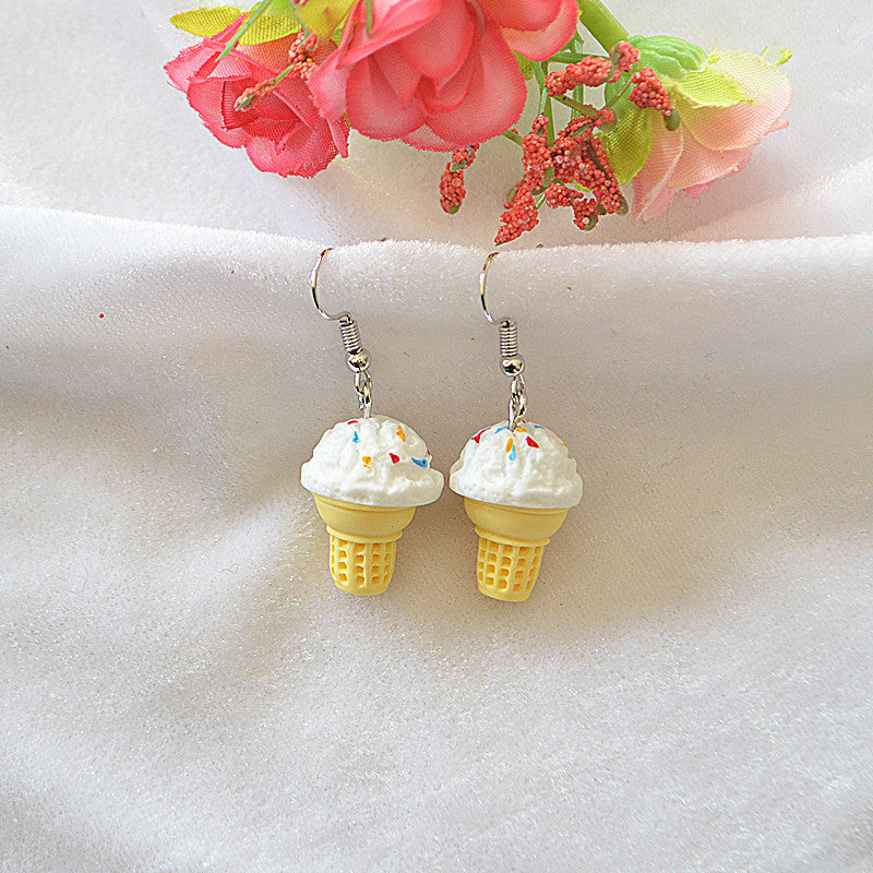 Mini Simulation Popcorn Sweet Cute Funny Three-dimensional Cone Ice Cream Simple Earrings