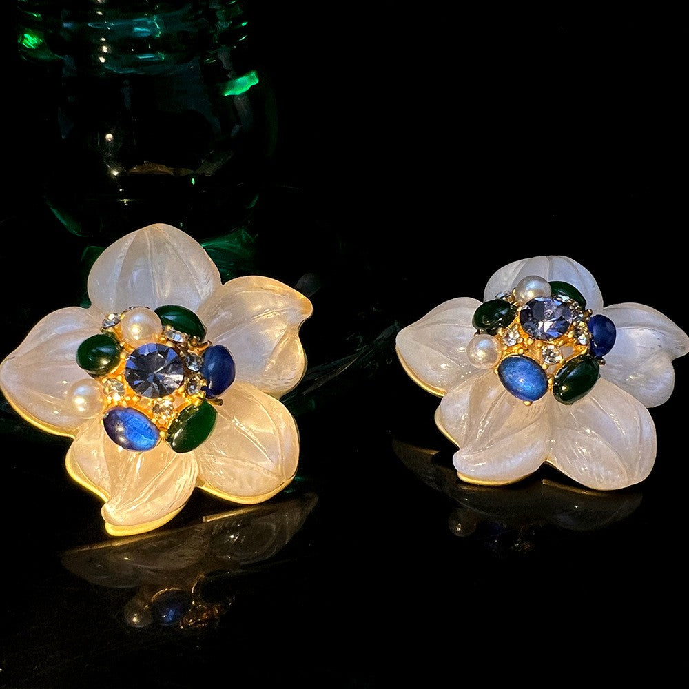 Original Retro Glaze White Camellia Earrings