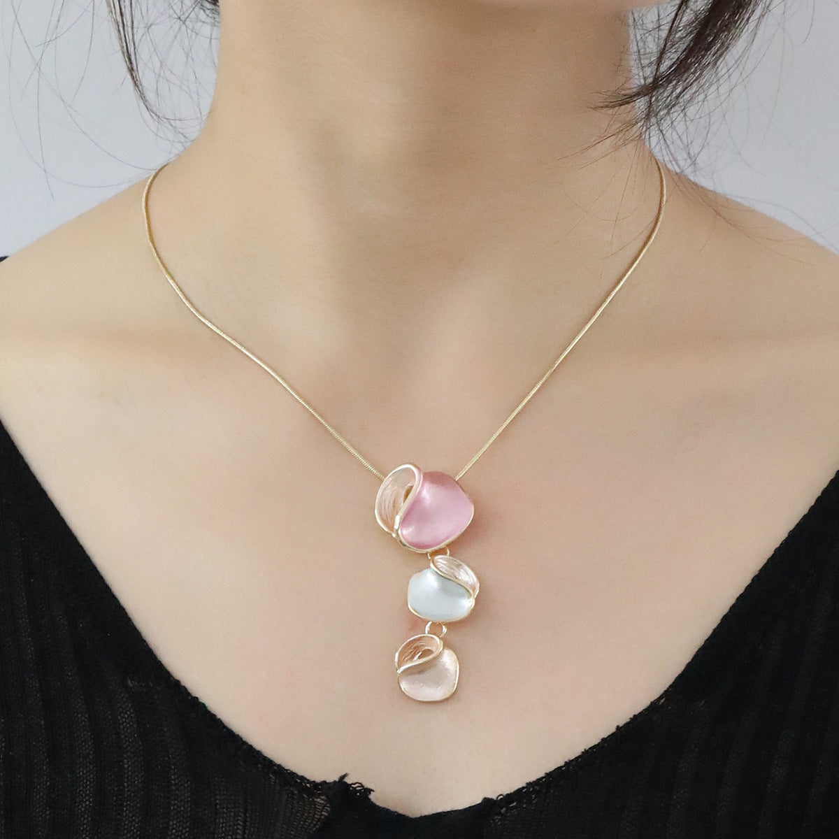 Irregular Alloy Color Painting Oil Thin Coating Creative Necklace