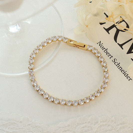 Ins Cold Style Affordable Luxury Fashion Full Rhinestone Zircon Element Titanium Steel Bracelet