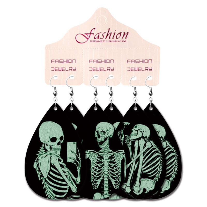 PU Leather Earrings Set Halloween Gift