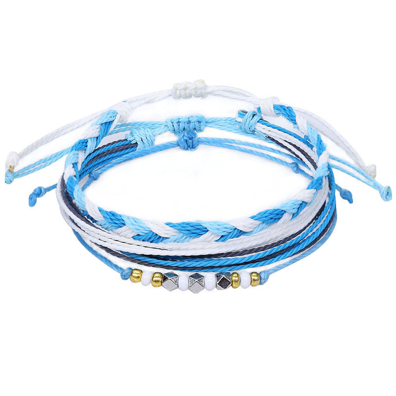 Shell Wax Line Hand Weaving Bracelet Three-piece Set