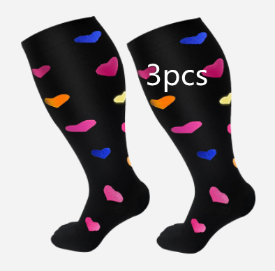 Plus Size Compression Socks Men's And Women's Pressure Socks High Elasticity Fat Socks Sports Fitness Printing Running Socks