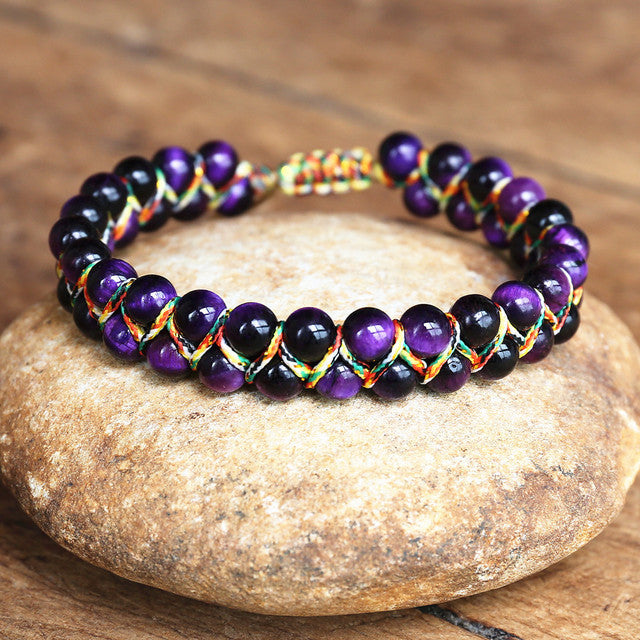 Hand-woven Adjustable Tiger-eye Bracelet