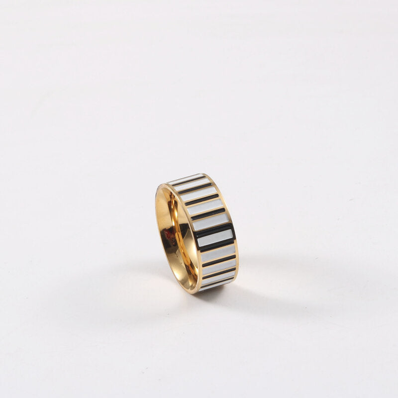 Black And White Piano Shape Ring