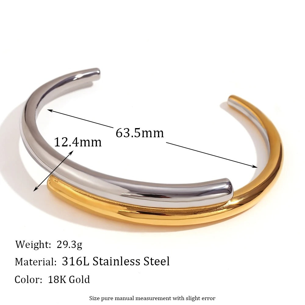 Fashion Simple Stainless Steel Plated 18K Gold Bracelet Ring