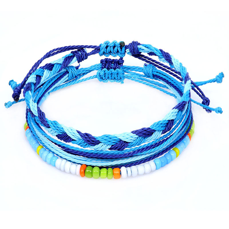 Shell Wax Line Hand Weaving Bracelet Three-piece Set