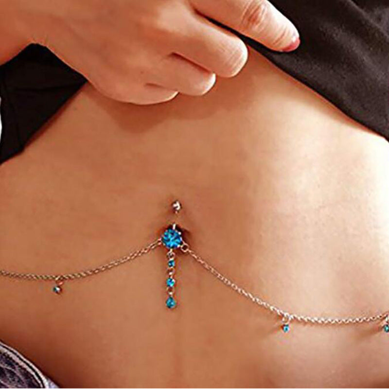 Fashion Navel Waist Chain Zircon Pendant Belly Ring