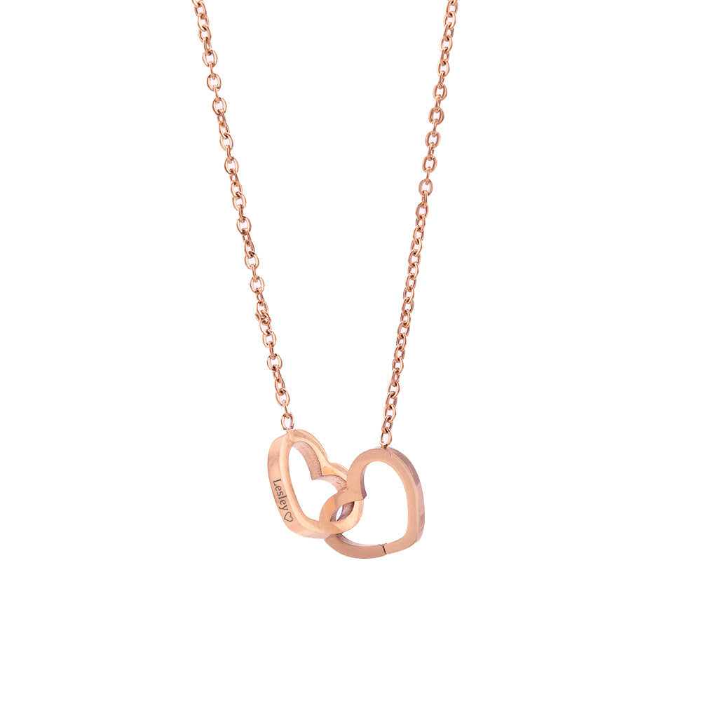 Stainless Steel Vacuum Plating Rose Gold Heart Necklace