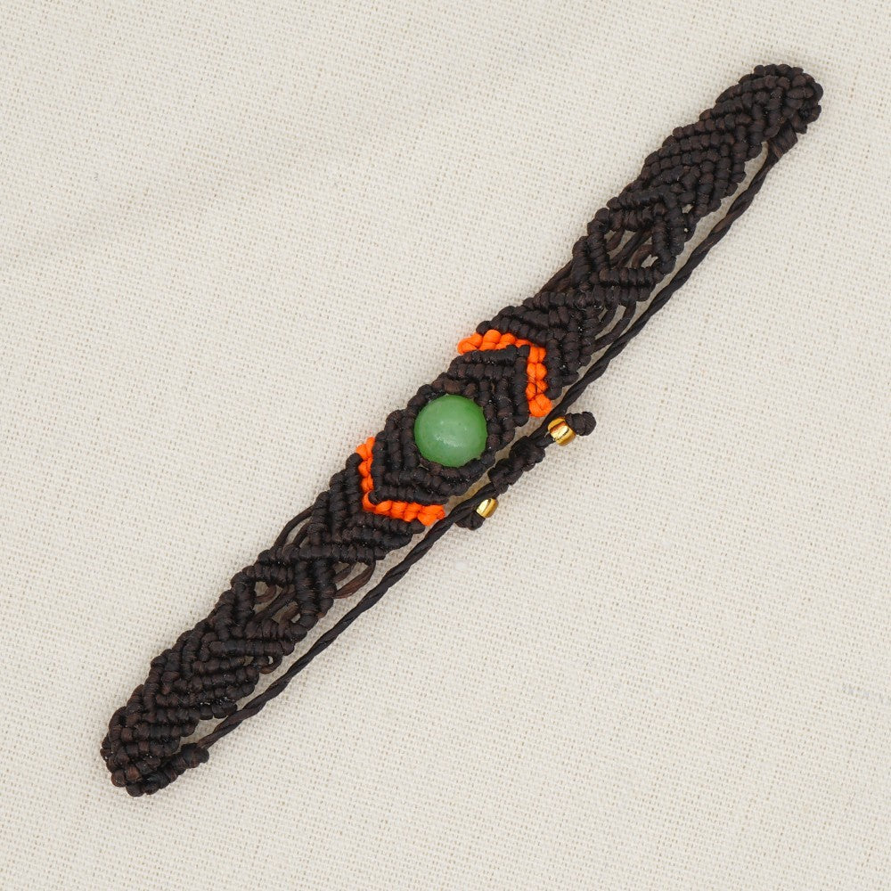 Ethnic Style Wax Rope Thread Carrying Strap Handmade Natural Stone Beaded Braided Rope Bracelet