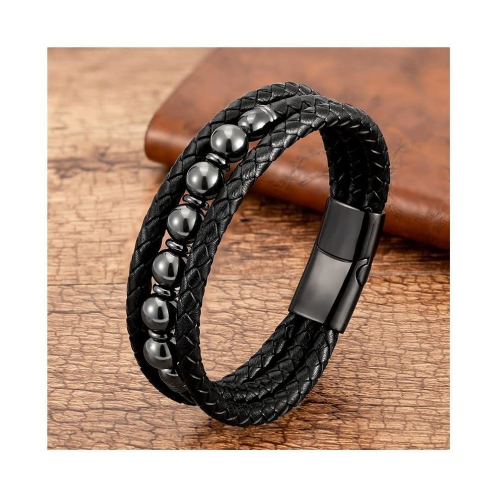 New Men's Three-layer Leather Bracelet