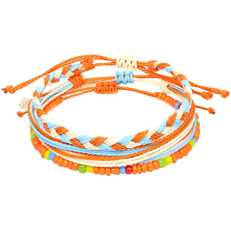 Shell Wax Line Hand Weaving Bracelet Three-piece Set