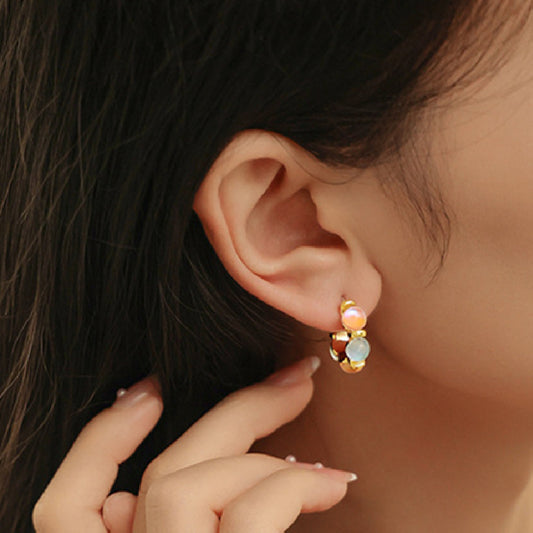 E Colorful Resin C- Shaped Earrings Female