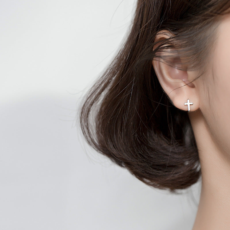 S925 Silver Korean Style Elegant Cross Ear Clip Simple