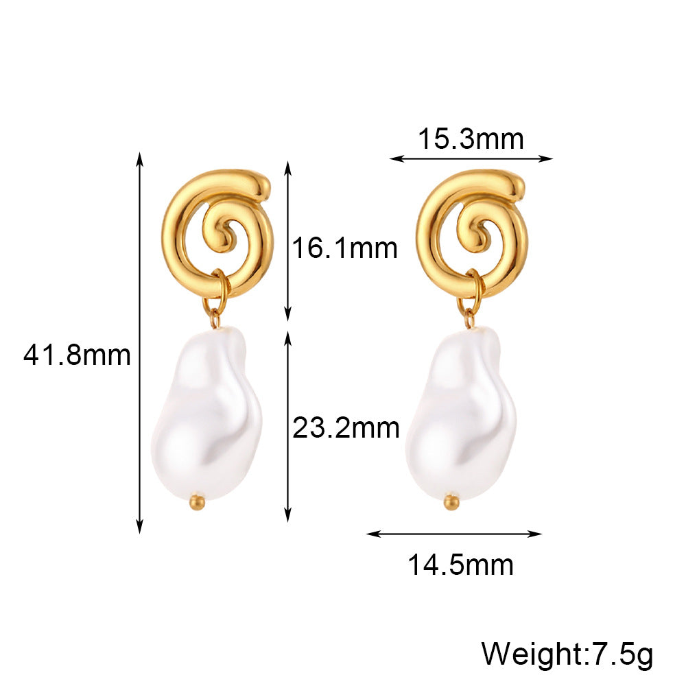 Fashion Simple Jewelry Women's Artificial Baroque Pearl Cyclone Shape Earrings Eardrops