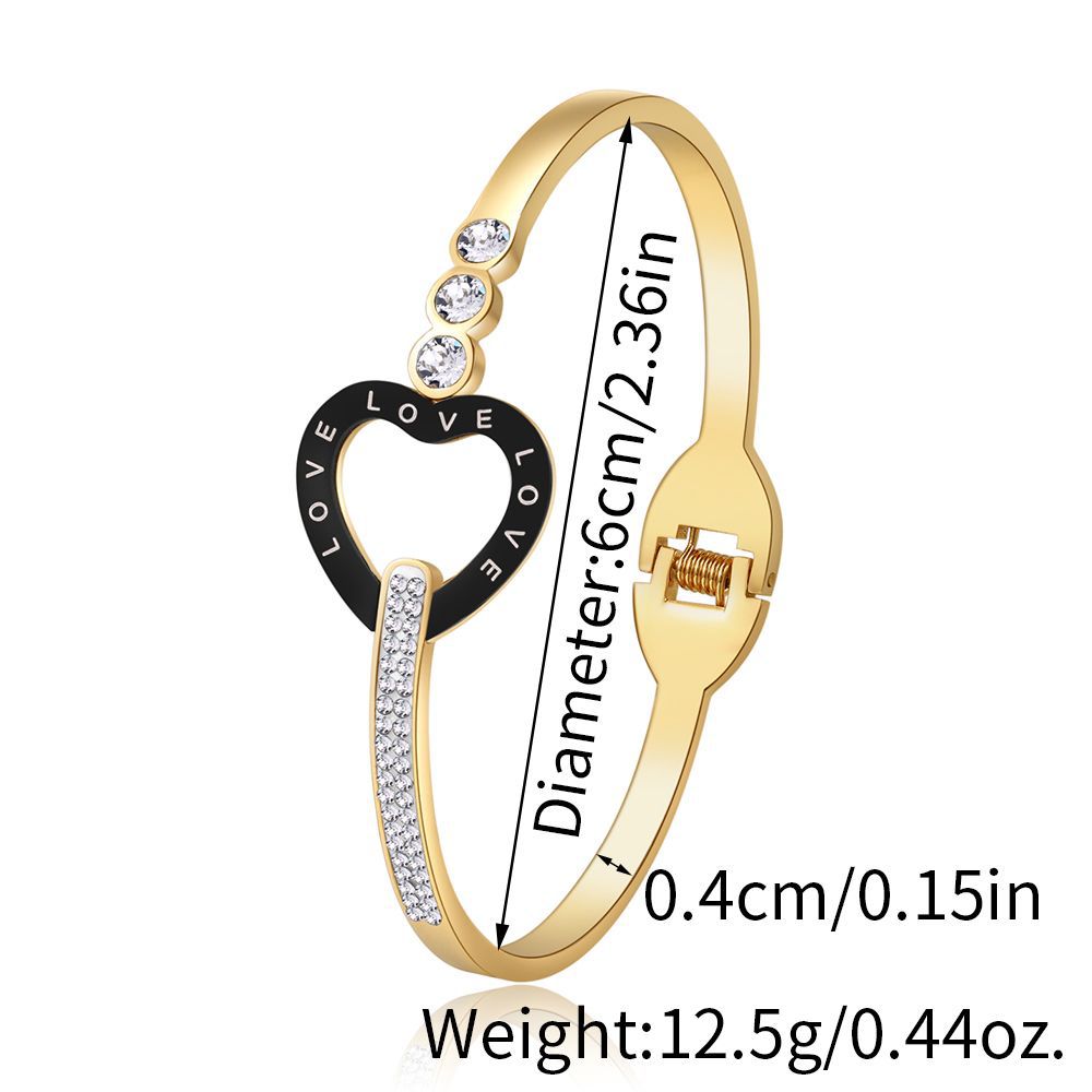 Women's Fashion Hollow Diamond Drop Oil Love Bracelet