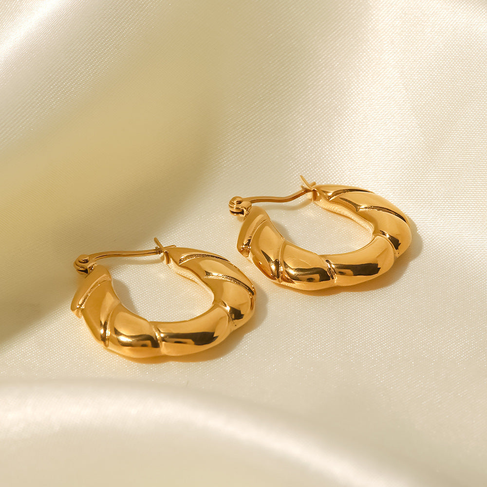 Irregular Smooth Gold-plated Stainless Steel Ring-shaped Earrings