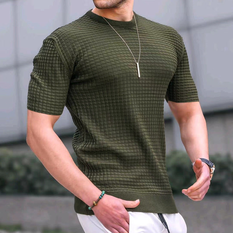 Men's Round Neck Stretch Casual Trend Top T-Shirt