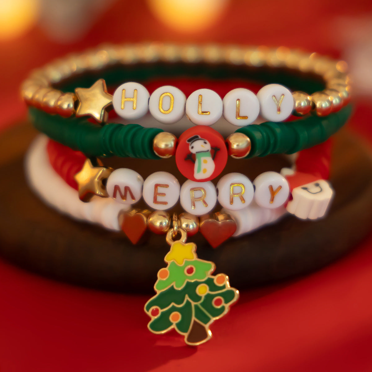 Christmas Polymer Clay Color Bracelet Suit