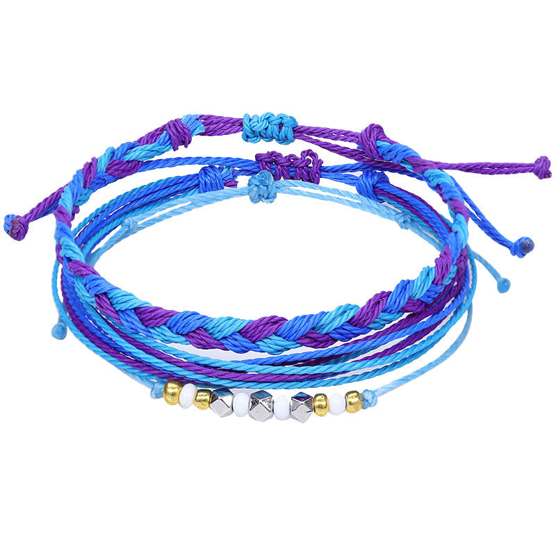 Shell Wax Line Hand Weaving Bracelet Three-piece Set