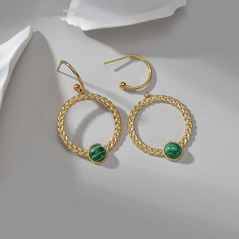 French Retro Minority Design Sense Turquoise Earrings Women