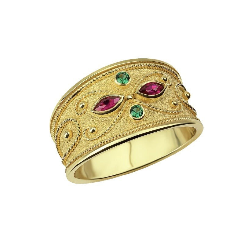 Duplex 18K Gold Plating Inlaid Zircon Universal Ring