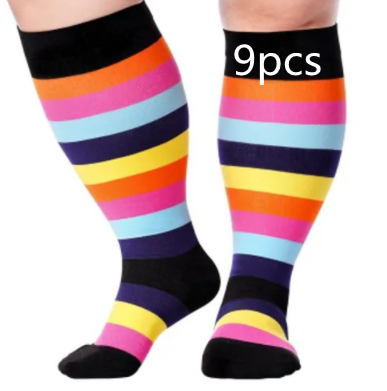 Plus Size Compression Socks Men's And Women's Pressure Socks High Elasticity Fat Socks Sports Fitness Printing Running Socks