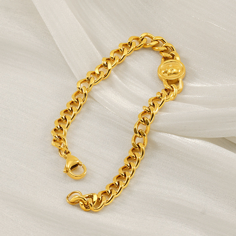 Fashion Stainless Steel Cuban Link Chain Bracelet Numbers