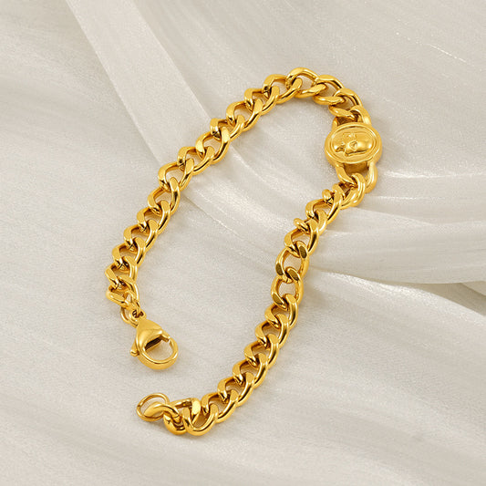 Fashion Stainless Steel Cuban Link Chain Bracelet Numbers