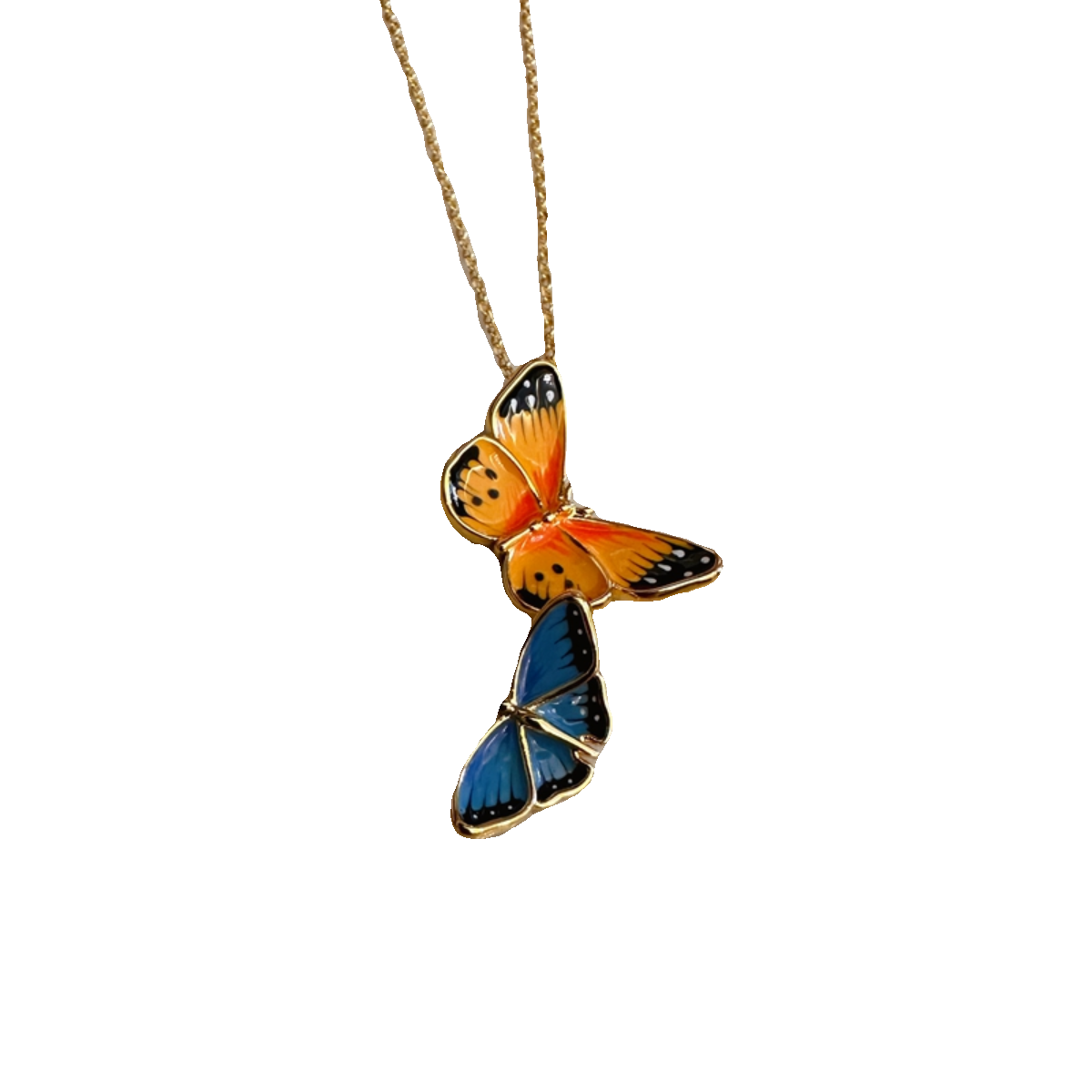 Handmade Enamel Painted Butterfly Necklace