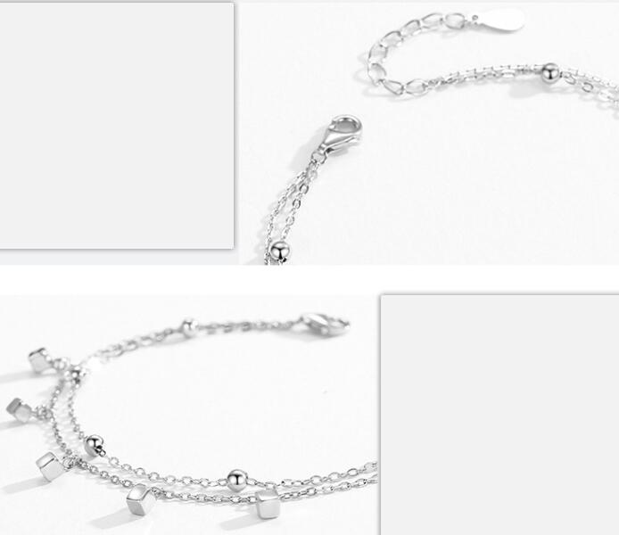 S925 Sterling Silver Double-layer Square Bracelet