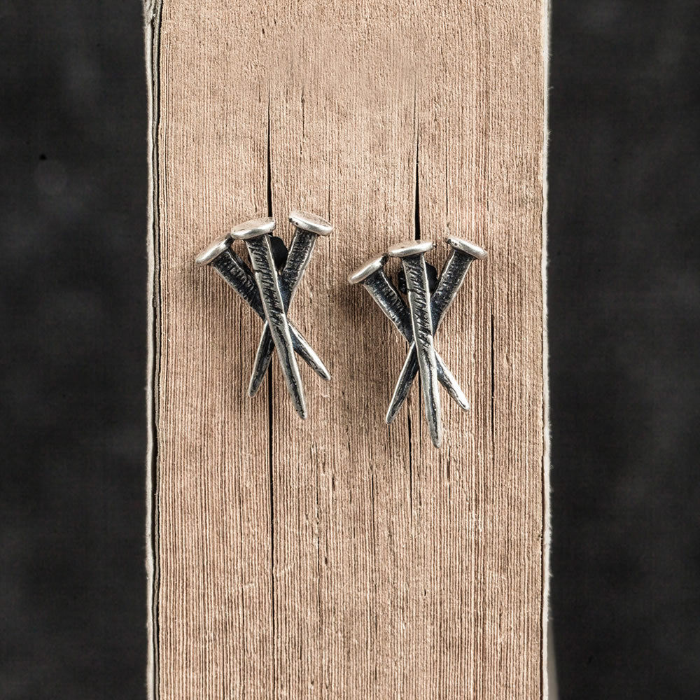 S925 Sterling Silver Nail Stud Earrings Ornament