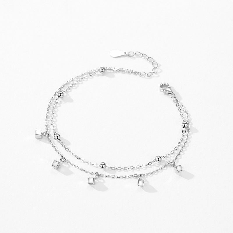 S925 Sterling Silver Double-layer Square Bracelet