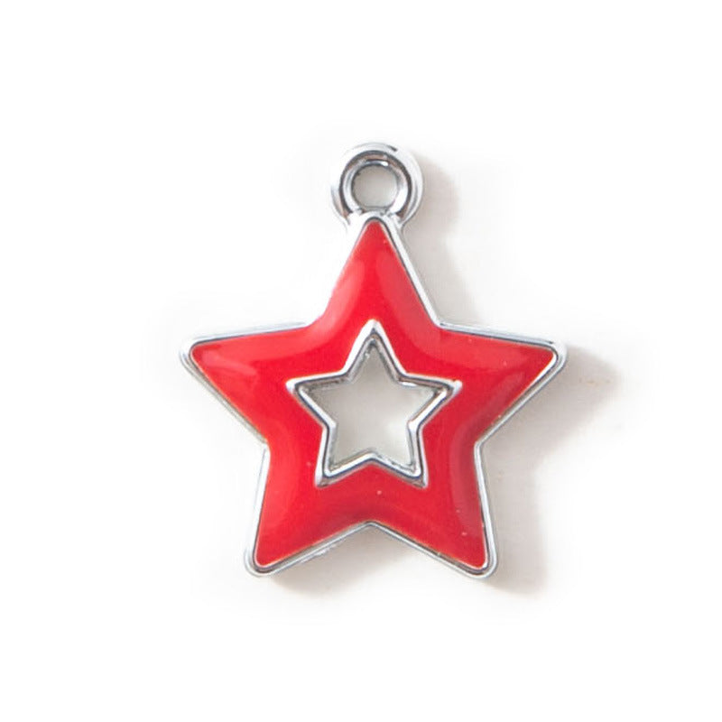 Five-pointed Star Hollow Pendant Bracelet Female Keychain Pendant Alloy Drop Oil Ornament