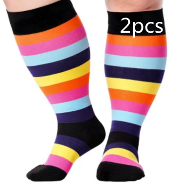 Plus Size Compression Socks Men's And Women's Pressure Socks High Elasticity Fat Socks Sports Fitness Printing Running Socks