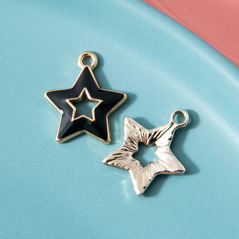 Five-pointed Star Hollow Pendant Bracelet Female Keychain Pendant Alloy Drop Oil Ornament