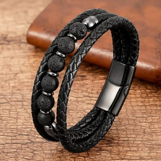 New Men's Three-layer Leather Bracelet